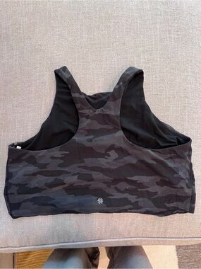 Athleta Black & Charcoal Camo Racerback Sports Bra